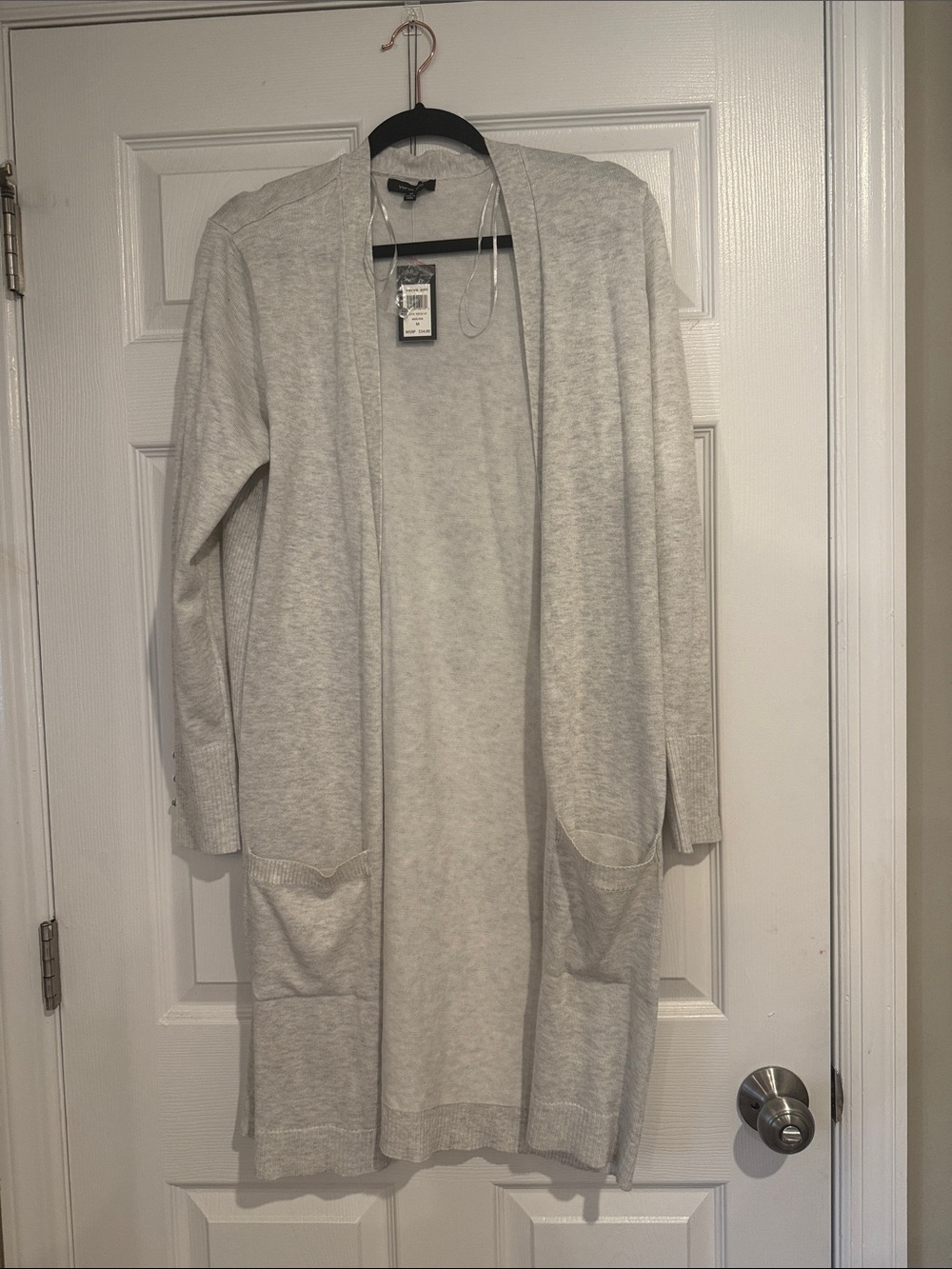NWT Verve Ami Light Gray Open-Front Cardigan